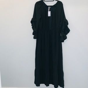 NY Collection Plus Size Boho Linen Black Maxi